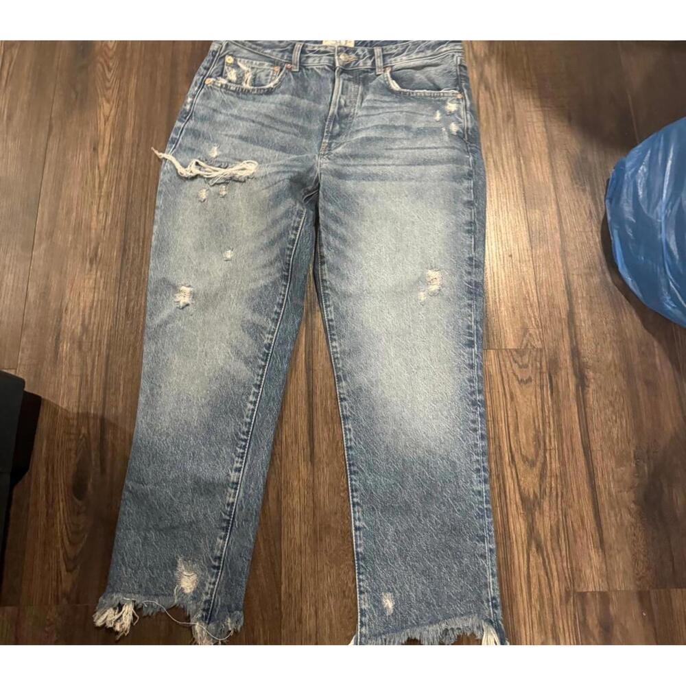 Free People Distressed Straight Leg Baggy Jean sz 30